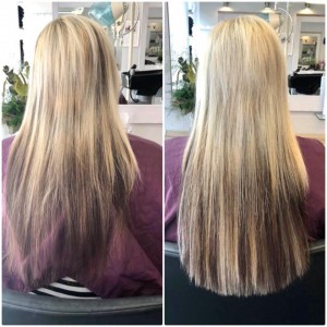 Haarverlängerung / Haarverdichtung Lübeck vorher / nachher P&S Friseurduo